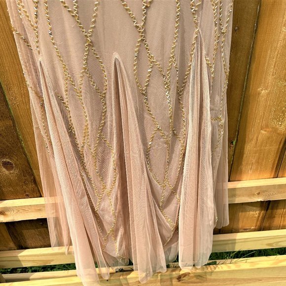 Roman's Sparkling Champagne Sleeveless Cocktail Dress With Gorgeous Beading - Picture 5 of 14